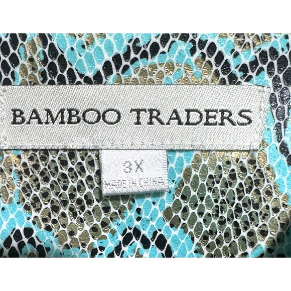 BAMBOO TRADERS Women's Jacket Turquoise Gold Black Snake Print Size 3X - Picture 7 of 11